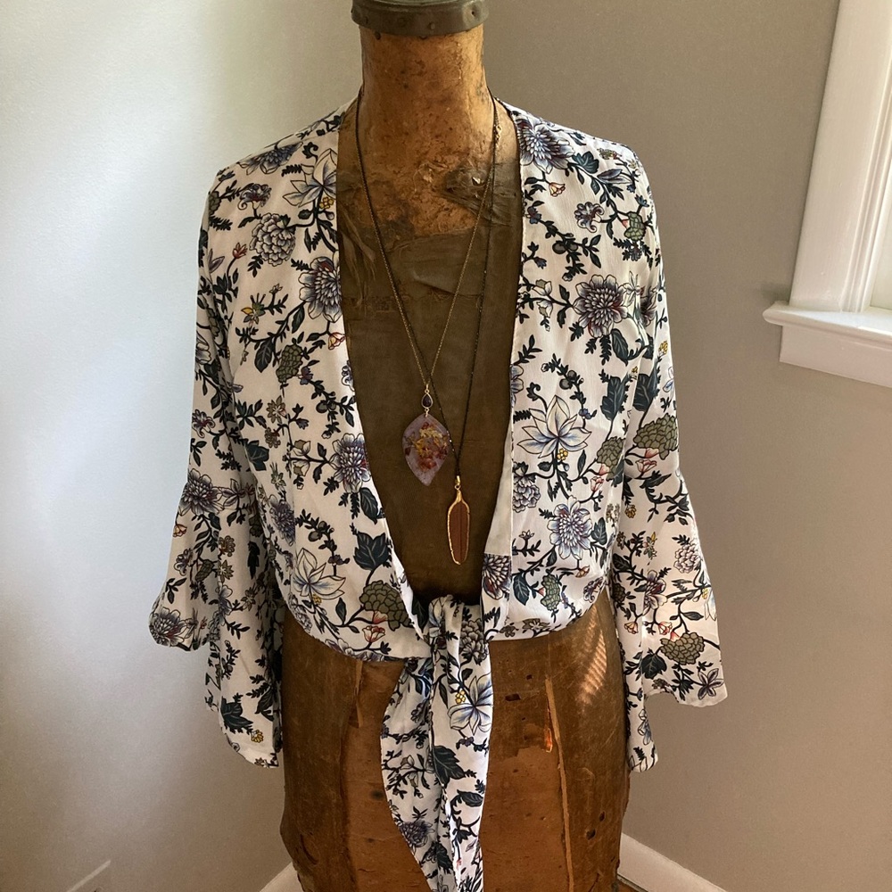 Seven Wonders cropped, belle sleeve top